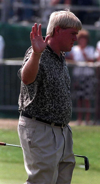 John Daly Golfer acknowledges the crowd during the second day at the British Open