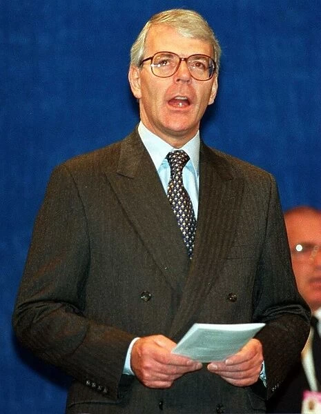 John Major MP Prime Minister singing at the Conservative party Conference in Blackpool