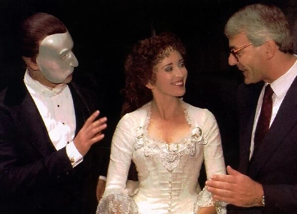 John Major at the musical Phantom of the Opera with Kevin Gray gesturing