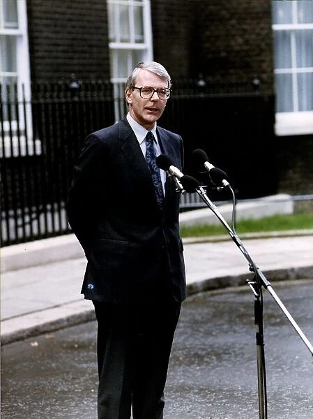 John Major speaking to the press outside No 10 Downing Street