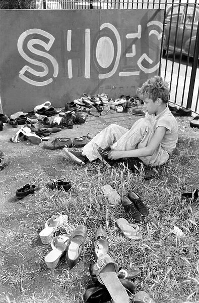 Kids in the Park: It was shoes off in Tabbard Gardens, Bermondsey, today (Saturday)