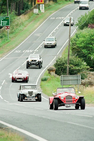 Kit cars head off in a convoy down the Moor Road in Whitby, 6th August 1994