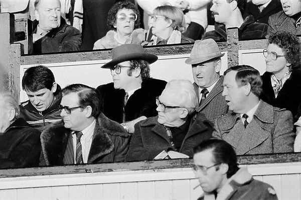 Labour leader Michael Foot at a football match between Watford and Plymouth