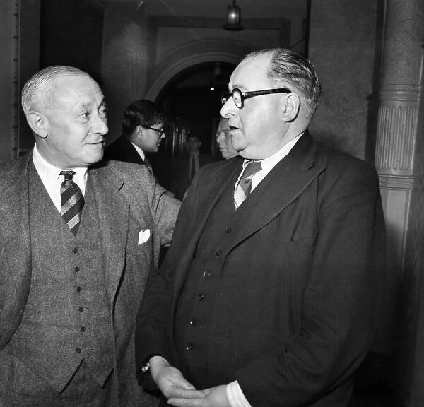 Labour Party Conference. Emmanuel Shinwell (R) and Will Lanther. September 1952 C4828-008