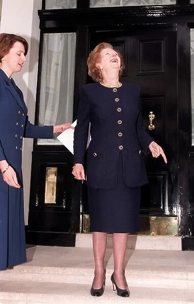 Lady Margaret Thatcher during the General Election campaign outside 10 Downing street