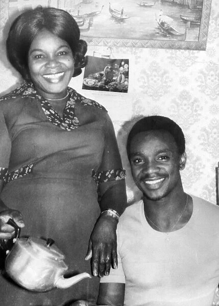 Laurie Cunningham, aged 21, with mother Mavis Cunningham