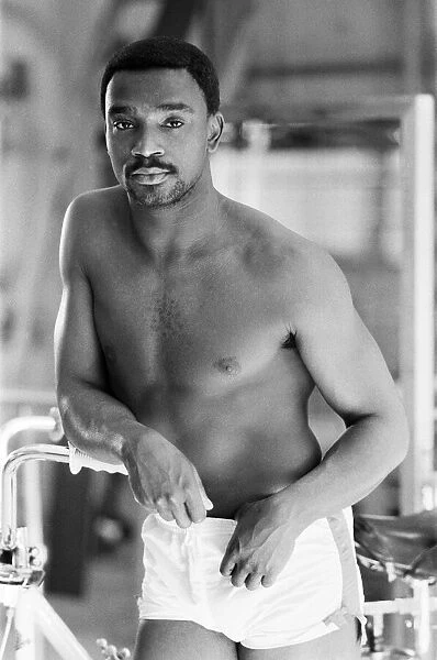 Laurie Cunningham bare chested in the gym Madrid Spain. 24rh October 1982