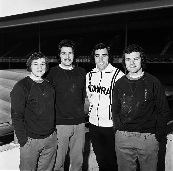 Leicester City players at Filbert Street. Left to right: Dennis Rofe, Frank Worthington
