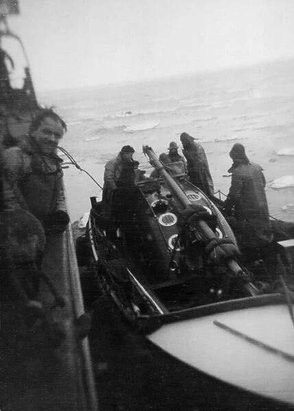 A lifeboat in ice floes near Skegness. 3rd March 1947
