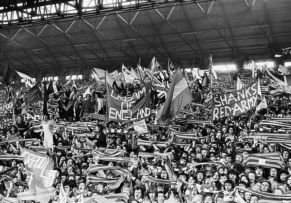 Liverpool fans syupporters in the Kop during a league match against Leicester City