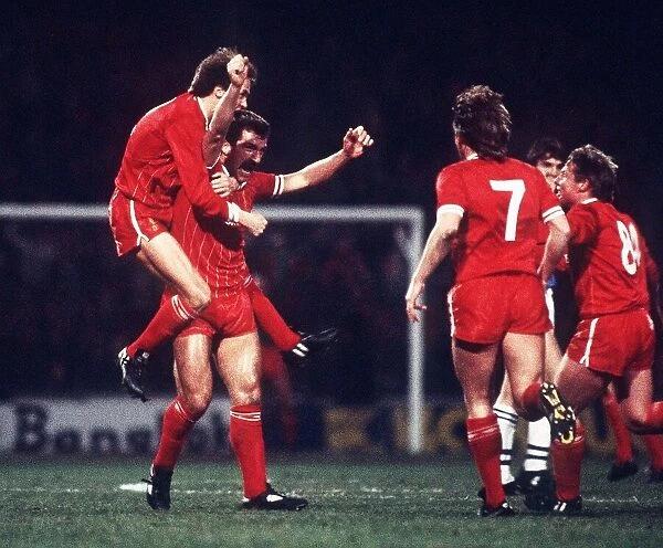 Liverpools Graeme Souness celebrates after scoring a goal against Everton in