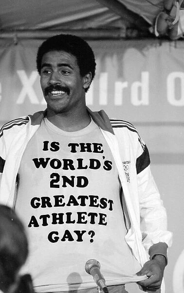 Los Angeles 1984 Olympic Games Daley Thompson Decathlon Athlete wearing tshirt with