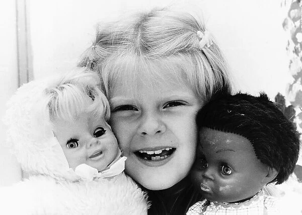 Louise Brown Test Tube Girl holding dolls July 1984