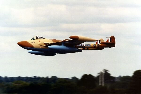 A low flying ex-RAF De Havilland Venom. Circa: 01  /  08  /  1998