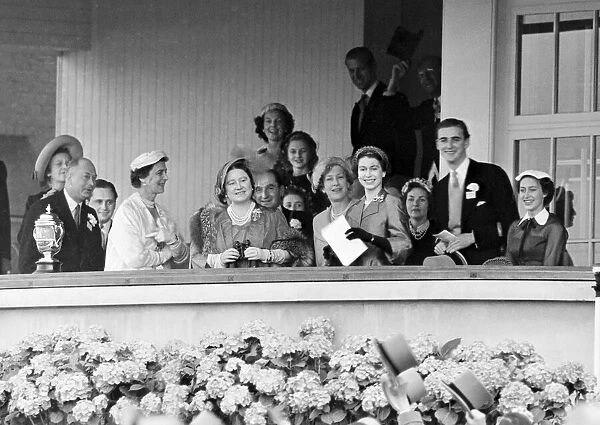 Her Majesty Queen Elizabeth II in happy mood at Ascot after her horse Choir Boy won