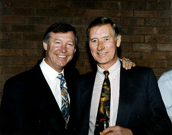 Manchester United manager Alex Ferguson with former United player Ray Wood at a