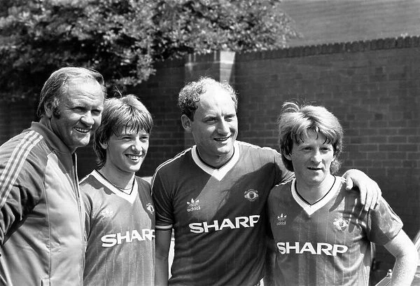 Manchester united Manager Ron Atkinson proudly presents his new Trio of International