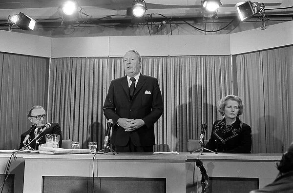 Margaret Thatcher and Edward Heath - February 1974 at at Press Conference at