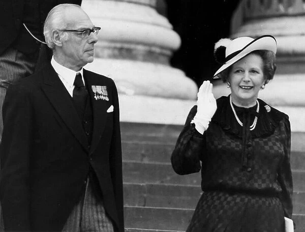 Margaret Thatcher and husband Sir Denis leaving Falklands Memorial Service at St Pauls