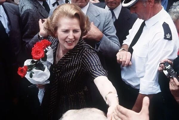 Margaret Thatcher MP on her walk about September 1979