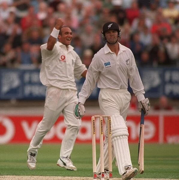 Mark Butcher celebrates wicket of Astle July 1999 during first day of the first