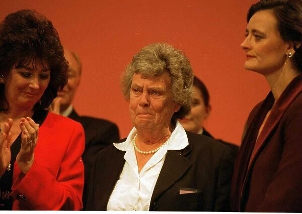 Mary Wilson widow of Harold Wilson being comforted by Cherie Blair wife of Tony Blair