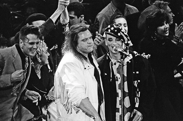Meat Loaf and Boy George performing at the Stand by Me: AIDS Day Benefit concert at