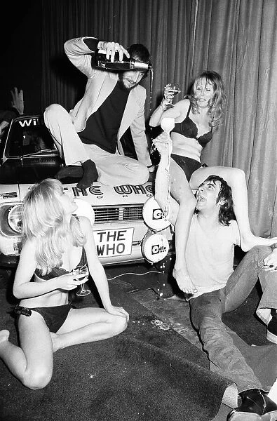 Members of The Who rock group Keith Moon and Pete Townshend at a launch for the £