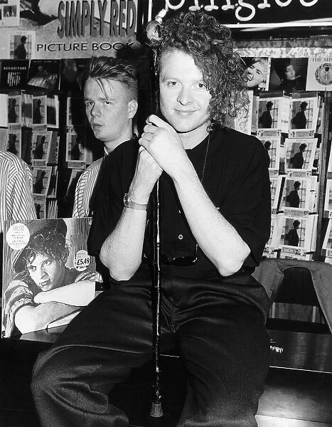 Mick Hucknall Singer of the pop group Simply Red at London record store