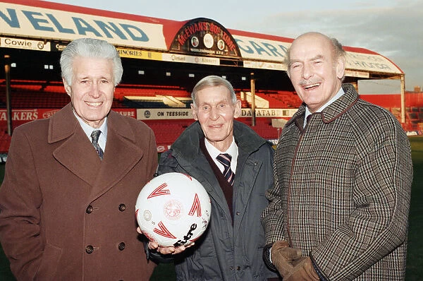 Three Middlesbrough legends revisit Ayresome Park, from left to right: Harold Shepherdson