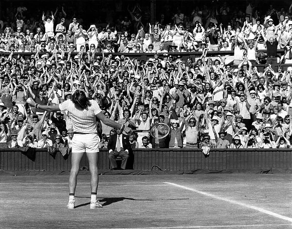 Its mine-all mine! And the Centre court crowd wildly acclaim Bjorn Borg