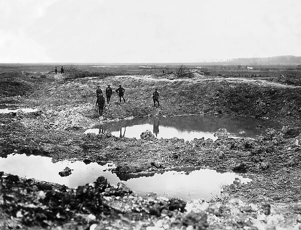 Miniature lake in crater formed by mine explosion 1916 Battle of the Somme