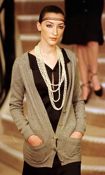 Model wearing Chanel 20 January 1998: wearing hair net