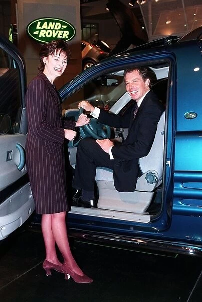 Motor Show October 1997 - Tony Blair sitting inside the new Land Rover with Cherie Blair