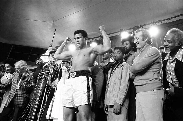 Muhammad Ali at a press conference to promote his upcoming film, 'The Greatest