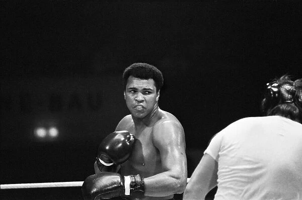 Muhammad Ali sparring ahead of his fight with Richard Dunn in Munich. 23rd May 1976