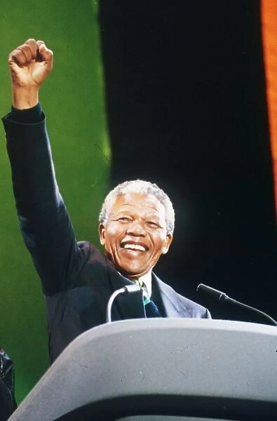 Nelson Mandela ANC President of South Africa at Wembley February 1990 F W De Klerk
