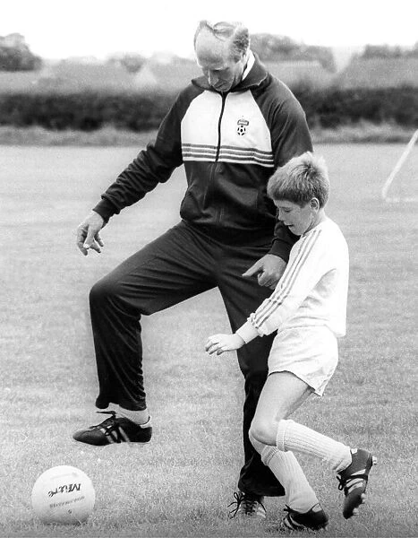 Newcastle United manager Jack Charlton coaching some up