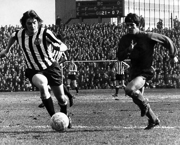 Newcastle Uniteds Alan Foggon on the left. Newcastle United v Derby County