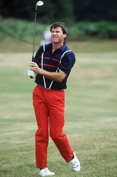 Nick Faldo golfer after hitting shot July 1989