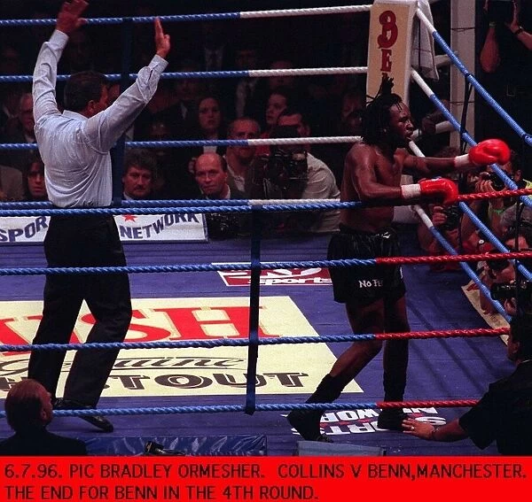 Nigel Benn is counted out by the referee during WBO super middleweight contest at
