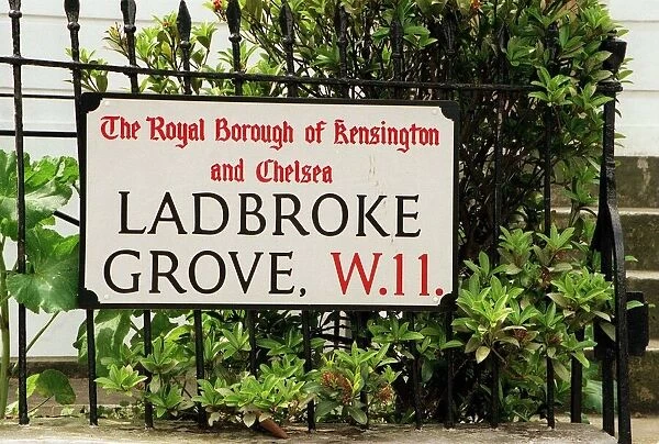 Notting Hill Feature April 1999 Ladbroke Grove Road sign, Notting Hill West London