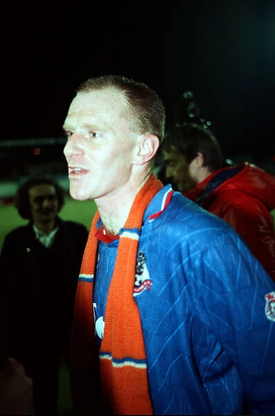 Oldham 3 v. Arsenal 1. Andy Ritchie after the game. 22nd November 1989
