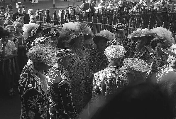 Pearly Kings and Queens Trafalgar Square London October 1958 Pearly King and Queen