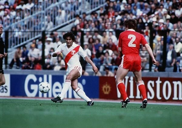 Peru 1 Poland 5 in 1982 World Cup Juan Oblitas of Peru plays the ball away