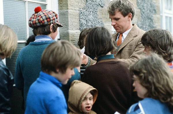 Peter Davison signs autographs on the set of 'All Creatures Great and Small