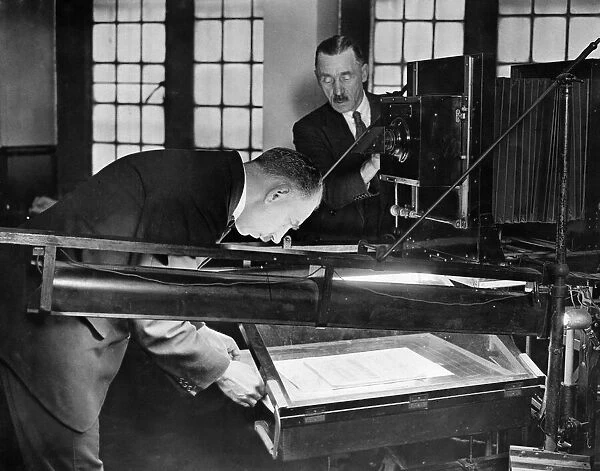 Photographing documents at Scotland Yard. London. May 1929