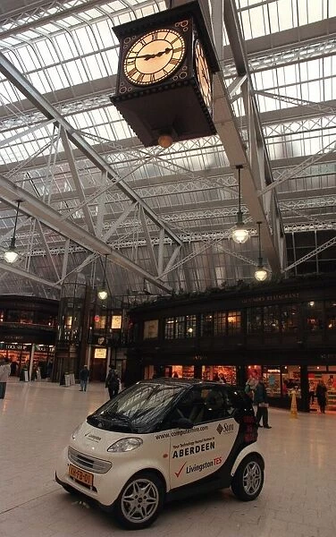 Pic shows... The Swatch smart car in Glasgow central station