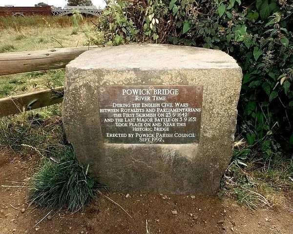 A plaque commemorates the English Civil Wars in Powick, Worcestershire