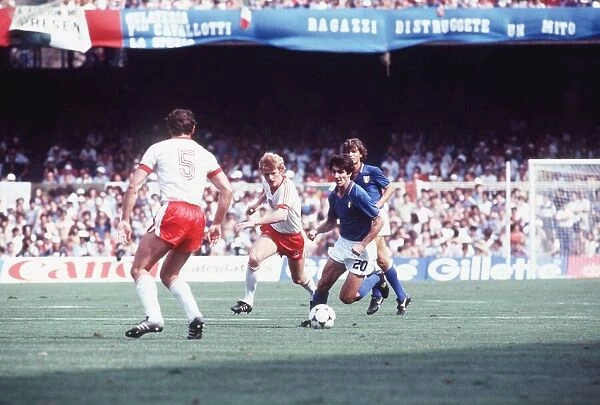 Poland v Italy 1982 World Cup match Antogoni Buncol running with the ball